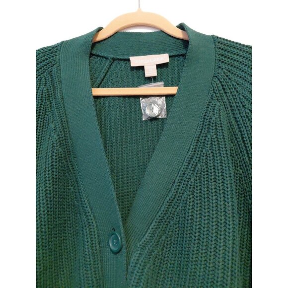Woman Within Cardigan Button Front Pockets V-Neck Forrest Green 2X - Picture 2 of 7